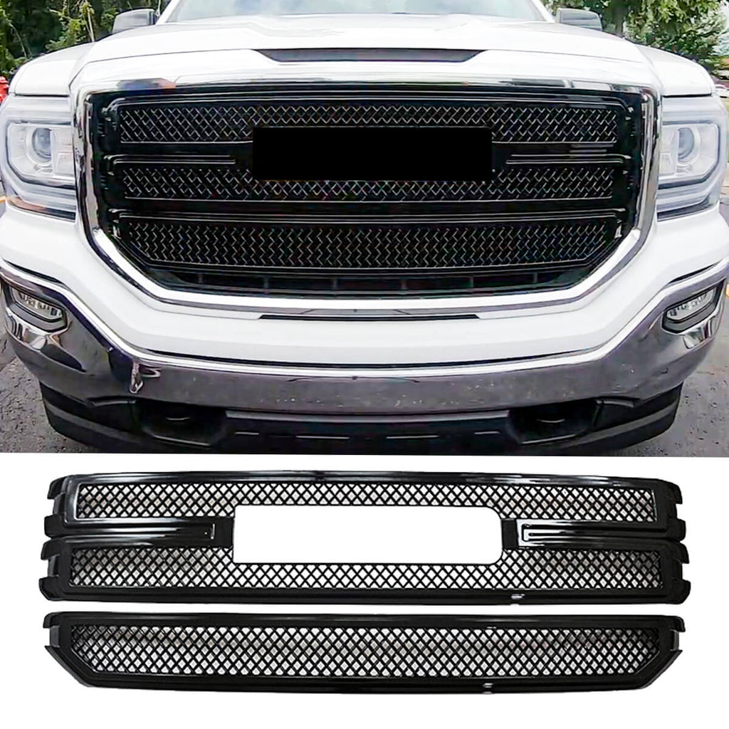 For 2016-2018 GMC Sierra 1500 Base SLE Grill Cover Overlay Gloss Black