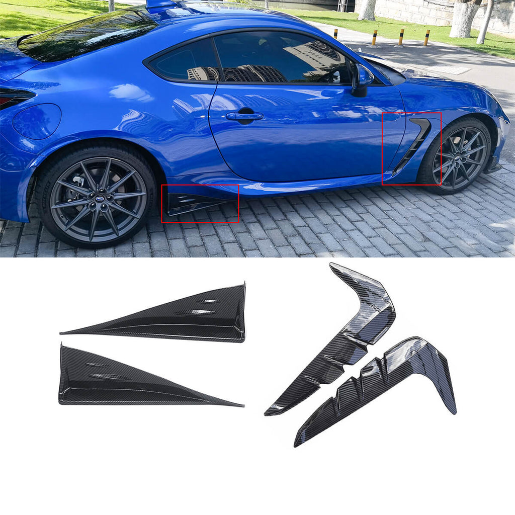 For 2022 2023 Toyota GR86 Subaru BRZ Side Splitters Vent Covers Carbon Fiber Look