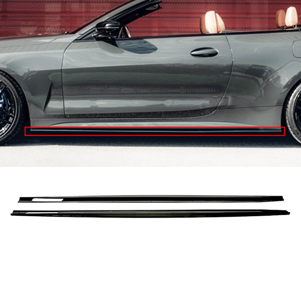 For 2020-2023 BMW 4 Series G22 G23 M Sport Side Skirts ABS Gloss Black