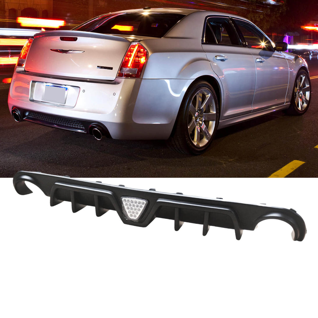 For 2012-2014 Chrysler 300 SRT8 Rear Diffuser Lip With Brake Light Matte Black