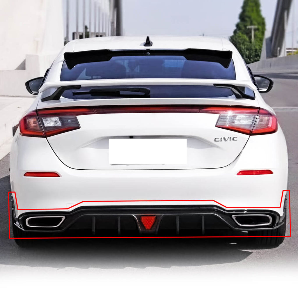 For 2022-2024 11th Honda Civic Hatchback Rear Bumper Lip ABS Gloss Black