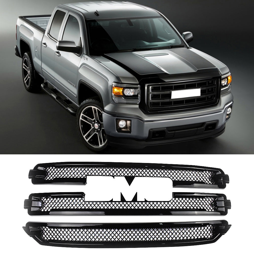 YOUNGERCAR Für GMC Sierra 1500 SLT 2016-2018 3 Bars Kühlergrillabdeckungen