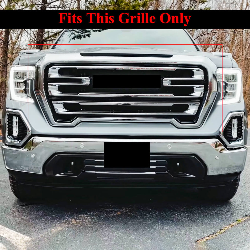 For 2019-2022 GMC Sierra 1500 SLT AT4 Mesh Grill Overlay Gloss Black