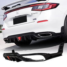 For 2022-2024 11th Gen Honda Civic Hatchback Rear Diffuser ABS Gloss Black