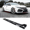 For 2016-2021 10th Honda Civic Side Skirts Gloss Black